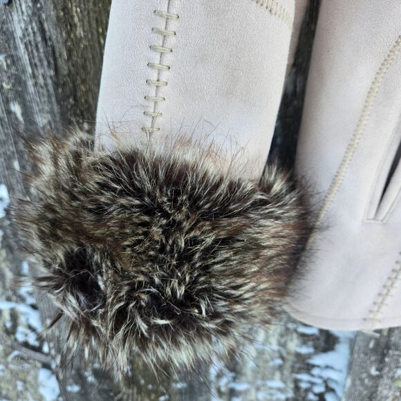 Vintage Penny Lane Coat 90s Y2K Size M Beige Faux Fur Faux Suede Boho - Picture 2 of 11